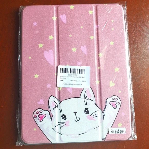 Nwt Super cute Ipod Pro 11 inch Pink Kitty Cat Hearts and Stars Case - Picture 1 of 2